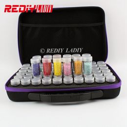 60 Bottles Diamond Painting Cross Stitch Storage Box Beads Container Carry Case Diamond Embroidery Hand Bag Zipper Shockproof 201202