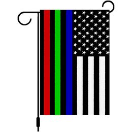 12x18inch 30x45cm Thin Blue Green Red Line Garden Flag and USA Flag,Digital Printed