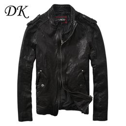 New Men's Leather Sheep Skin Leather Coat Collar Jacket Slim Korean Locomotive Youth Winter Men LJ201029