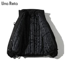 Una Reta Winter Jacket Coats Men New Casual Windbreaker Jackets Mens Parka Plus size Hip hop Bandage design Coats Man Streetwear 201214