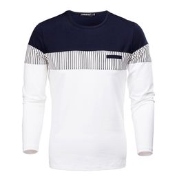 COODRONY T-Shirt Men Spring Autumn New Long Sleeve O-Neck T Shirt Brand Clothes Fashion Patchwork Pure Cotton Tee Tops 201203