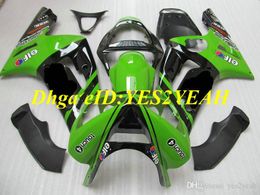 Injection Mould Fairing kit for KAWASAKI Ninja ZX6R 636 03 04 ZX 6R 2003 2004 ABS Plastic Green black Fairings set+Gifts KG13