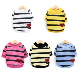 Pet Clothes Small Dogs Stripe Heart Shirt Puppy Cat Coat Causal Unisex Pet Clothing Supplies 5 Designs YG1014