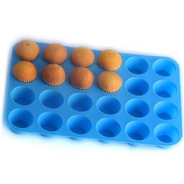 24 Hole Muffin Cup Mould Silicone Cake Cookies Jelly Biscuit Baking Tray Cake Cup Baking Mould Mixed Colour Send EEF3611