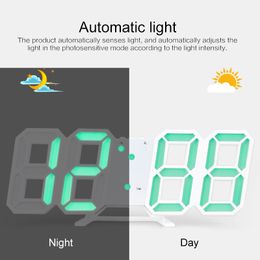 Simple 3D Wall Clock LED Digital Table Display Date And Time Desktop Clock Alarm Clocks For Home Living Room Decor Modern Design Y200407