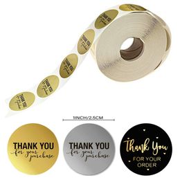 500pcs/roll "Thank You For Your Purchase" Stickers Seal Labels 1 Inch Round Circle Adhesive Label JK2102XB