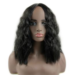 18 Inches Curly Wavy Synthetic Wig Simulation Human Hair Wigs Hairpieces for Black and White Women Pelucas Para Mujer K11