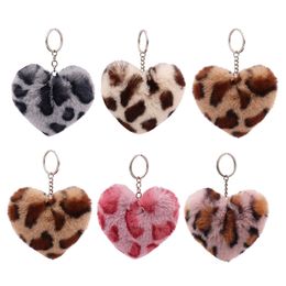 10CM Leopard Heart Shaped Keychain Plush Keychain Pendant Luggage Decoration Key Chain Fashion Accessories Gift Keyring