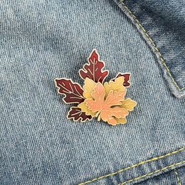Maple Leaf Enamel Pin Autumn Miss Chic Brooches Clothes Shirt Lapel Backpack Badges Jewellery Gift for Someone Special