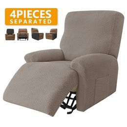 4 pieces Jacquard Recliner Sofa Cover for Living Room Elastic Reclining Chair Relaxing Relax Armchair cover 220302