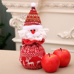 13*25cm Santa Claus Christmas Apple Bag Knit Fabric Candy Gift Bag Merry Christmas Decorations for Home New Year Supplies Xmas