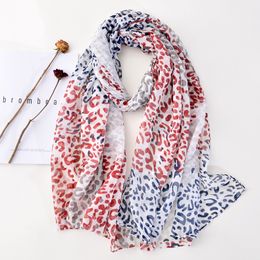 Luxury-Foreign trade export leopard print printing cotton scarf silk Colour matching long decorative