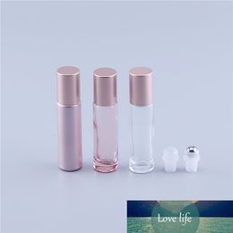 100pcs High Quality 10ML Thick Pink Glass Roll on Bottle Empty Perfume Essential Oil Vial with Stainless Steel Roller Ball