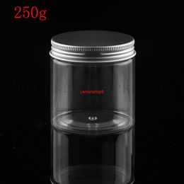 20X250g Clear empty round cosmetic cream PET container clear plastic bottle for packaging Powder jar,bath salt pot lidgood package