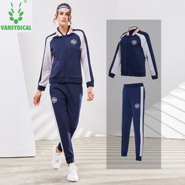 Vansydical Sports Suits Women's Sportswear Fitness Running Jackets Pants Set Autumn Winter Outdoor Workout Jogging Suits LJ201012