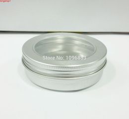 100g Aluminum Jars with Transparent Window Cap 100ml Cosmetic Aluminium Jar Metal Pot Tins Packing Container 50pcs/lotgood quantity