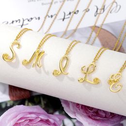 Capital Letter Initial Necklace For Women Stainless Steel Gold A-Z Alphabet Pendant Necklace Jewellery Christmas Gift Gold Chains