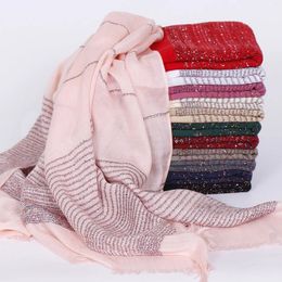 Monochrome cotton and linen breathable thin spring and autumn ladies scarf gold thread cotton sunscreen shawl
