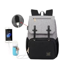 Fashion Baby Diaper Bag Backpack Mummy Baby Stroller Waterproof Oxford Handbag Nursing Nappy Bag Kits USB Milk Bottle Warmer 201125