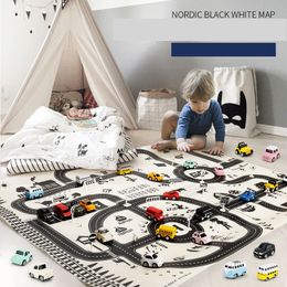 130*100CM Mat for Children City Map Car Toys Model Crawling Mat Game Pad for Children Interactive Play House Toys Road Carpet LJ201113