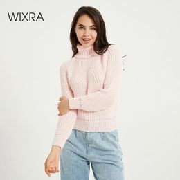 Wixra Chunky Turtleneck Sweater Women's Autumn Winter Solid High Stretch Knitted Pullover Jumpers Loose Sweaters LJ201017