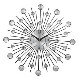 Decorative Crystal Sunburst Metal Wall Clock Home Art Decor Diameter 13 inch Creative Wall Clock Y200109