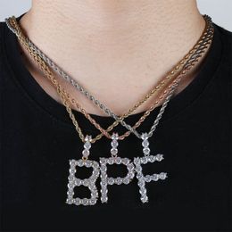 Iced Cubic Zirconia A-Z Tennis Letters Pendant Fashion Men Necklace Hip Hop Jewellery Wholesale For Women