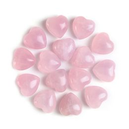 Healing Crystal Natural Rose Quartz Love Heart Worry Stone Chakra Reiki Balancing For DIY Craft 1" Home Decor JK2101KD