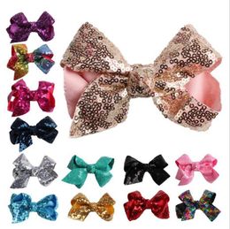 Sequins Kids Girls Bow Hair Clips Grosgrain Ribbon Knot Jumbo Hairgrips DIY Fashion Hair Accessories 13 Colors Optional