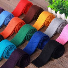 Knitted Flat End Neck Ties Skinny Knit Wrap business suit necktie Fashion Accessories for Women Men