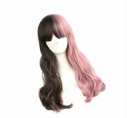 Beauty Pink And Brown Curly Wigs Cosplay Wigs