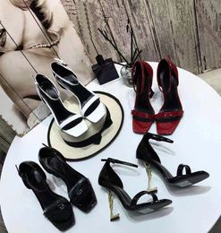 Top famous high quality womens sandals fashion spring and summer new open toe high heels four-color hollow original shoebox size 35-41