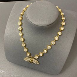 Luxury Necklace Designer Jewelry fashion party gift wedding Gold Diamond honey bee pendant necklaces Jewellery for women girls trendy pendants wholesale chai