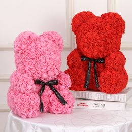 Artificial flower Teddy bear of rose Valentine girlfriend gift boyfriend wedding decorative flowers bridal accessories clearance 201222