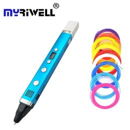 Myriwell USB Creative Caneta graffiti Digital 4 speed regulation Best Gift For Kids 3nd 3D printing Pen hot 201214