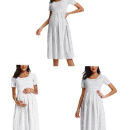 Simple Striped Maternity Dress Nursing Dress Women Casual Skirt Pregnant Dresses Lady Clothes Pregnancy Dress LJ201123