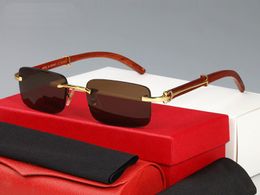 Mann Carti Gläser Designer Sonnenbrille Frauen Mode Rahmenlose Rechteck Beschichtung Buffalo Horn Sonnenbrille UV400 Beweis Brillen Holz MensPF82