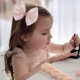 2020 DIY 5inch hair bows girls hair clips glisten sequin kids barrettes princess baby BB clip designer girls hair accessories