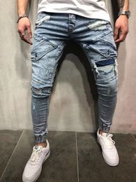 Multiple models Men Vintage streetwear hip hop Ripped Biker Jeans Destroyed Frayed Men Motorcycle Joggers Skinny Denim Pants 40 C1123