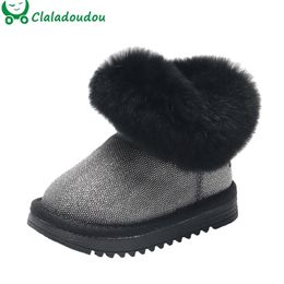 12-15. listen Boys Girls Snow Boots With Thick Plush Bling Toddler Warm Witer Shoes 0-1-2- Old Baby Girl Ankle Boots LJ201104