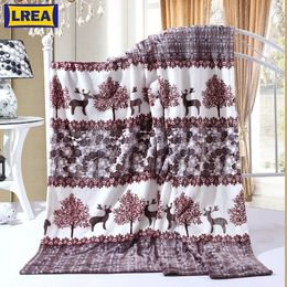 LREA High quality Forest fawn printing coral fleece blanket throwing winter bed sheets comfotable and soft 201128