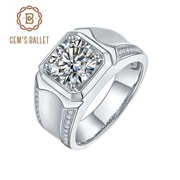 GEM'S BALLET Luxury 925 Sterling Silver 1ct 2 ct 3ct D Colour Moissanite Rings Men Modern Ring For Anniversary Father's Day gift Y1124