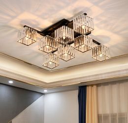 Modern K9 Crystal Ceiling Lamp Fixtures square Led Chandelier Home Decor Lighting Crystal plafonnier For Living Room Lights