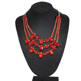 Arrival Red Crystal Statement Necklace Stones Luxury Gem Pendant Good Quality Fashion Jewelry For Women Chokers