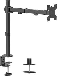 Single LCD Monitor Desk Mount Fully Adjustable Stand Fits One Screen up to 27, 22 lbs. Weight Capacity (M001), Black
