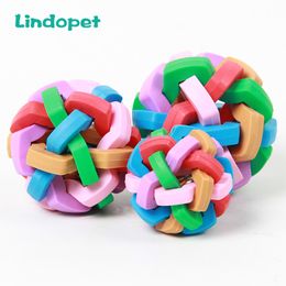 Cute Pet Dog Toys Interactive Ball Toy Cat Toy with Small Bell Rainbow Pets Chewing Playing Fetching Nice Ba LJ201125