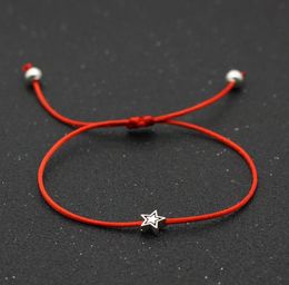 20pcs Antique Silvers Star Pentagram Charm Bracelets for Women Men Lucky Red Rope Thread String Adjustable Braid Bracelet