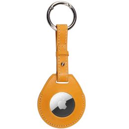 Keychains & Lanyards Luxury Shockproof Protective Case For Apple AirTag PU Leather Hang Key Ring Luggage Air Tag Wrap Bag Charm Loop Keychain Cover 31VE