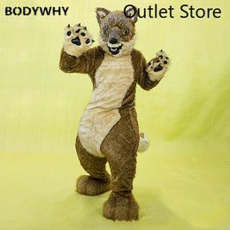 Mascot Costumes Halloween brown leopard long fur husky fox dog wolf mascot costume party christmas easter advertising clothes