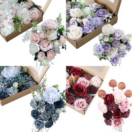 Artificial Flowers Box Set for DIY Wedding Bouquets Centerpieces Arrangements Birthday Festival Flower Gift for Girlfriend